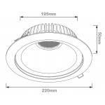 Downlight LED Redondo Blanco COB 25W, corte 195mm